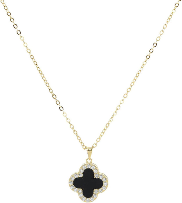 Collar de serie de trébol de cuatro hojas negro y dorado - Quierox - Tienda Online