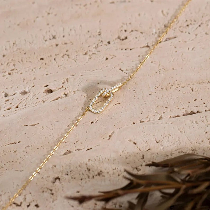Collar entrelazado de colgante de eslabones ovalados de circonita - Quierox - Tienda Online