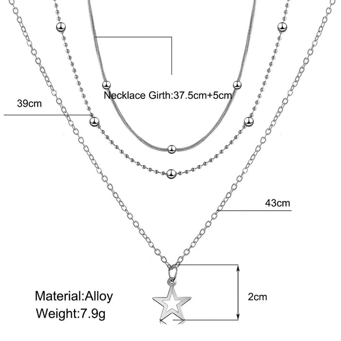 Collar europeo y americano de temperamento sencillo con atmósfera encantadora, estrella y luna - Quierox - Tienda Online
