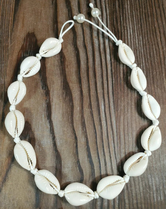 Collar Gargantilla de Concha Crema con Cierre de Botón imitacion de perlas - Quierox - Tienda Online