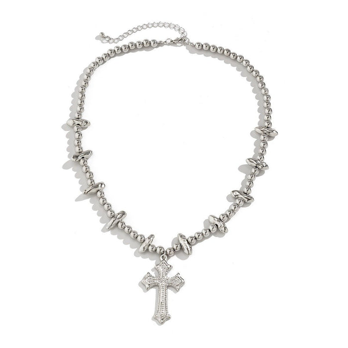 Collar irregular de última moda con cruz de perlas para hombre, diseño minoritario - Quierox - Tienda Online