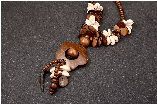 Collar largo bohemio de flores para mujer, cadena de madera - Quierox - Tienda Online