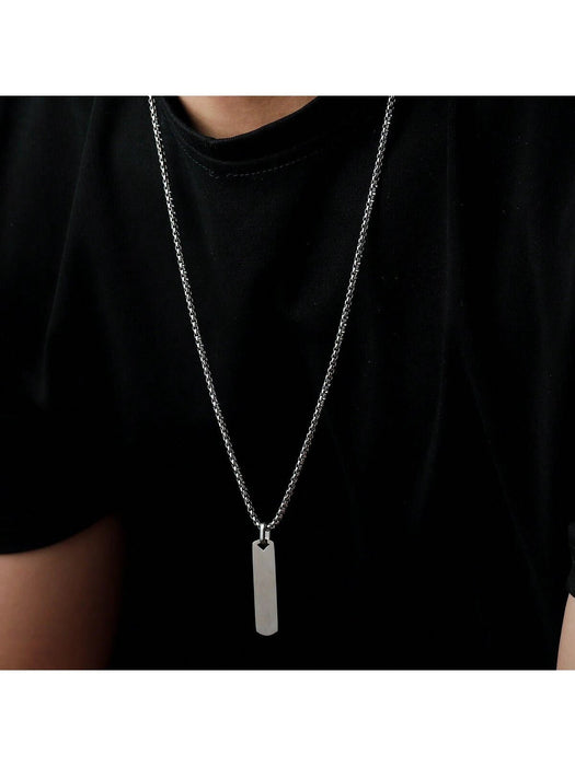 Collar largo con colgante de pizarra blanca para hombre - Quierox - Tienda Online