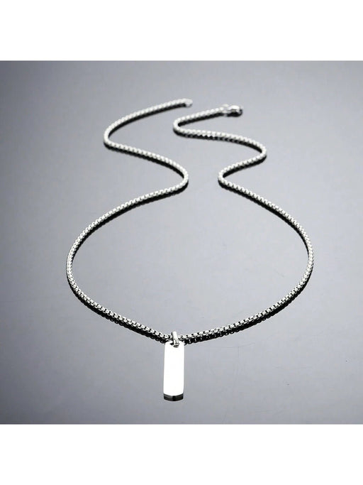 Collar largo con colgante de pizarra blanca para hombre - Quierox - Tienda Online