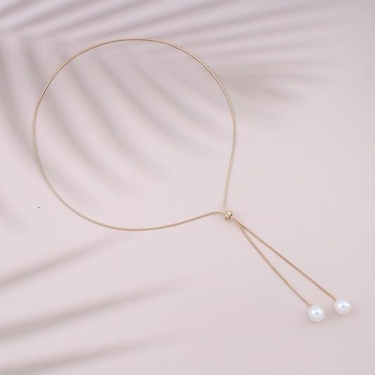 Collar largo de perlas con forma de Y, colgante de perla delicada - Quierox - Tienda Online