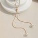 Collar largo de perlas con forma de Y, colgante de perla delicada - Quierox - Tienda Online