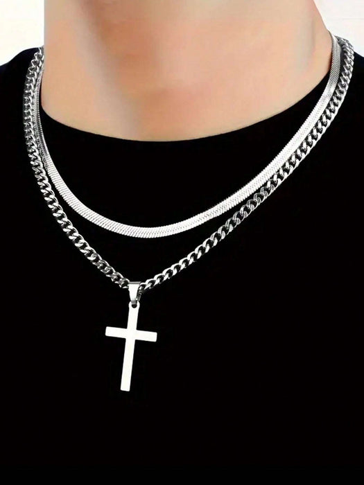 Collar minimalistas de cadena cruzada de acero inoxidable, ideal para uso diario - Quierox - Tienda Online