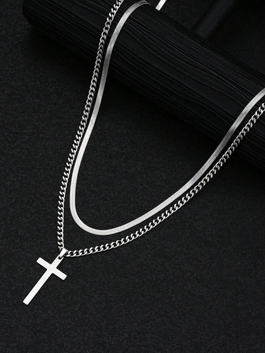 Collar minimalistas de cadena cruzada de acero inoxidable, ideal para uso diario - Quierox - Tienda Online