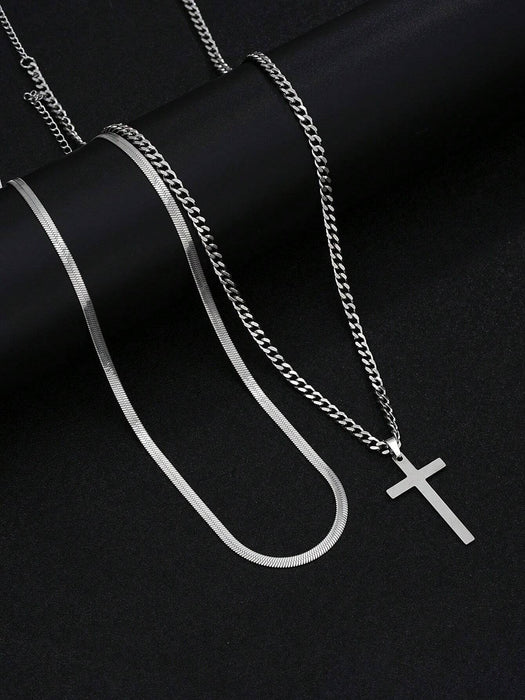 Collar minimalistas de cadena cruzada de acero inoxidable, ideal para uso diario - Quierox - Tienda Online