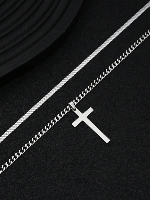 Collar minimalistas de cadena cruzada de acero inoxidable, ideal para uso diario - Quierox - Tienda Online