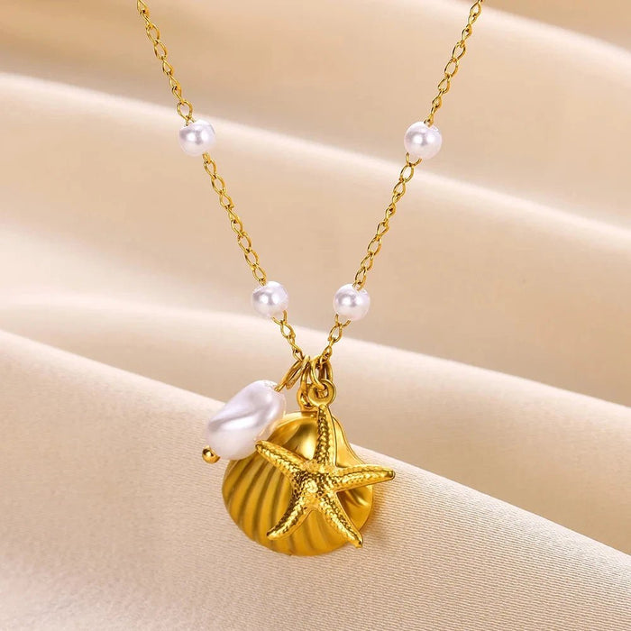 Collar Vintage de perlas de concha de estrella de mar para mujer - Quierox - Tienda Online