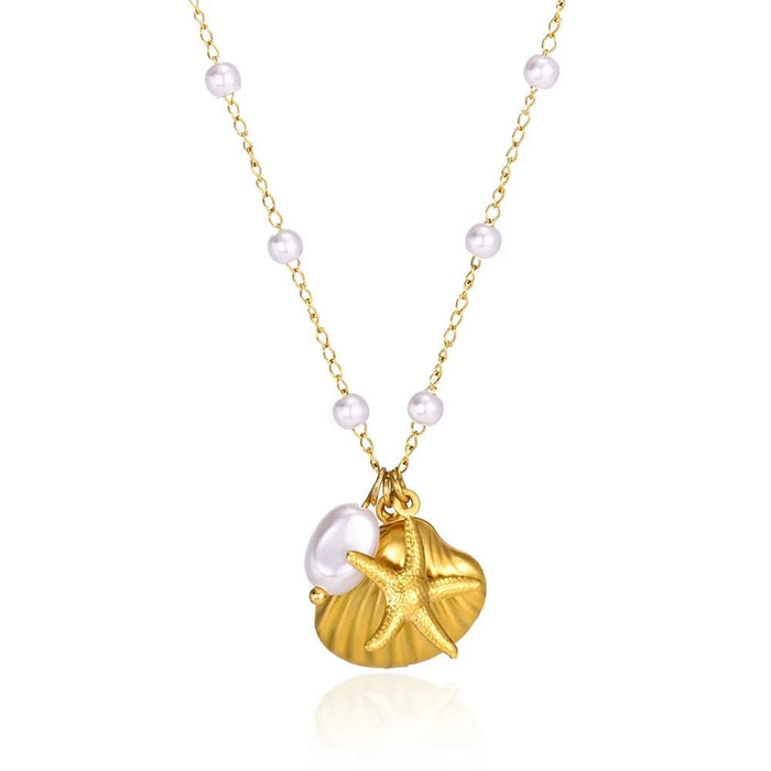 Collar Vintage de perlas de concha de estrella de mar para mujer - Quierox - Tienda Online