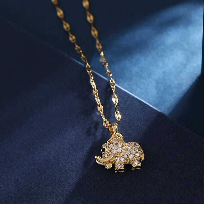 Collares con colgante de circonia cúbica de elefante bonito para mujeres y hombres - Quierox - Tienda Online