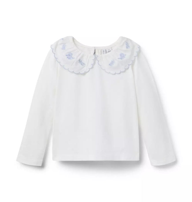 Janie and Jack Top con cuello bordado