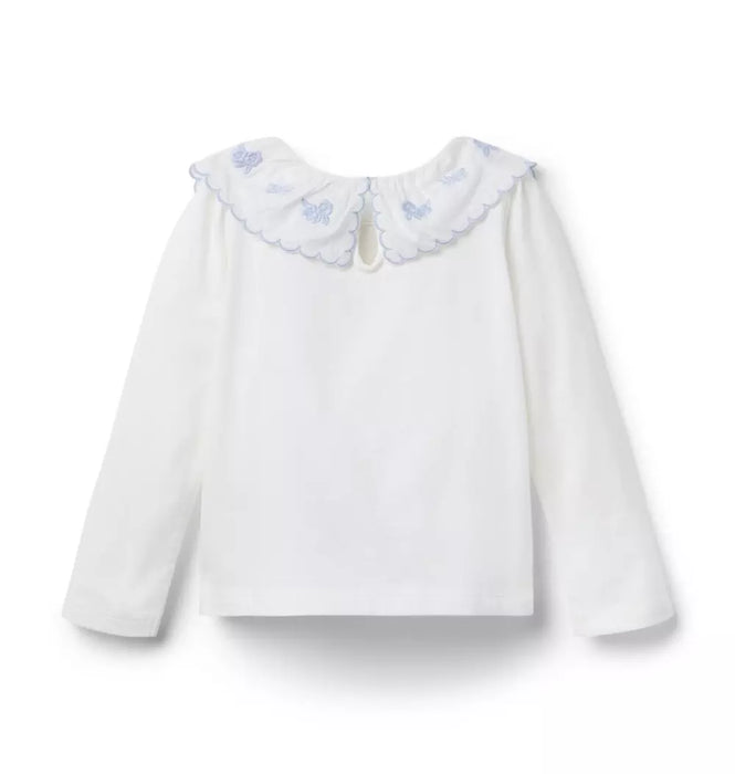 Janie and Jack Top con cuello bordado