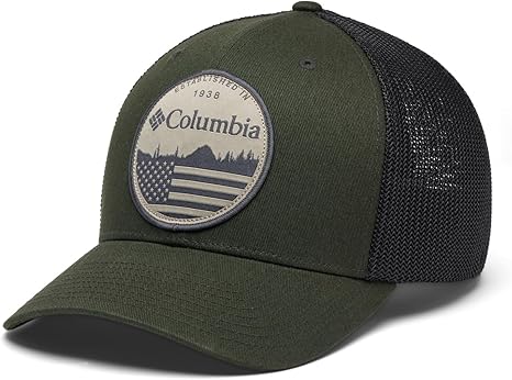 Columbia Gorra de béisbol unisex de malla, verde/negro/bandera, talla pequeña/mediana - Quierox - Tienda Online