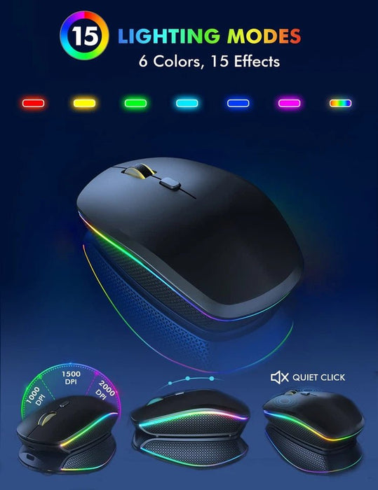 Combo de teclado y ratón inalámbricos, retroiluminación RGB, recargables y con luz negra - Quierox - Tienda Online