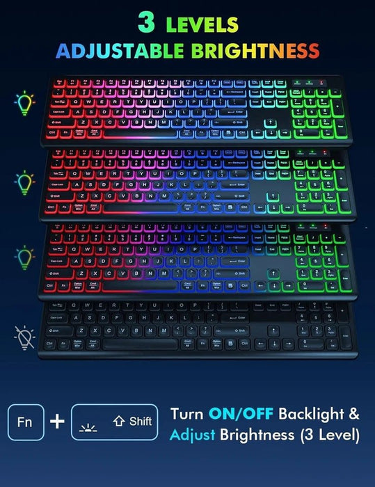 Combo de teclado y ratón inalámbricos, retroiluminación RGB, recargables y con luz negra - Quierox - Tienda Online
