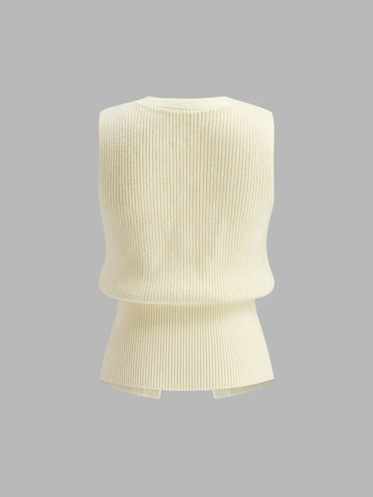 COMMENSE Chaleco de punto con hebilla metálica en la cintura - Quierox - Tienda Online
