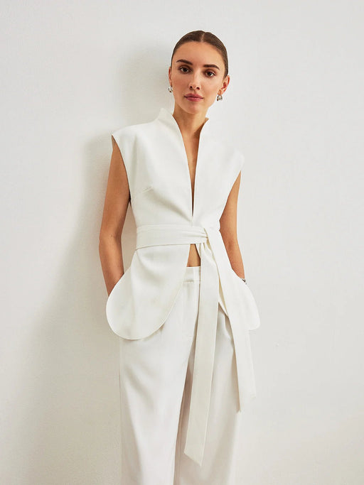 COMMENSE Top peplum con cinturón - Quierox - Tienda Online