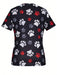 Cómoda camiseta médica con cuello en V y estampado de huellas de perro - Quierox - Tienda Online