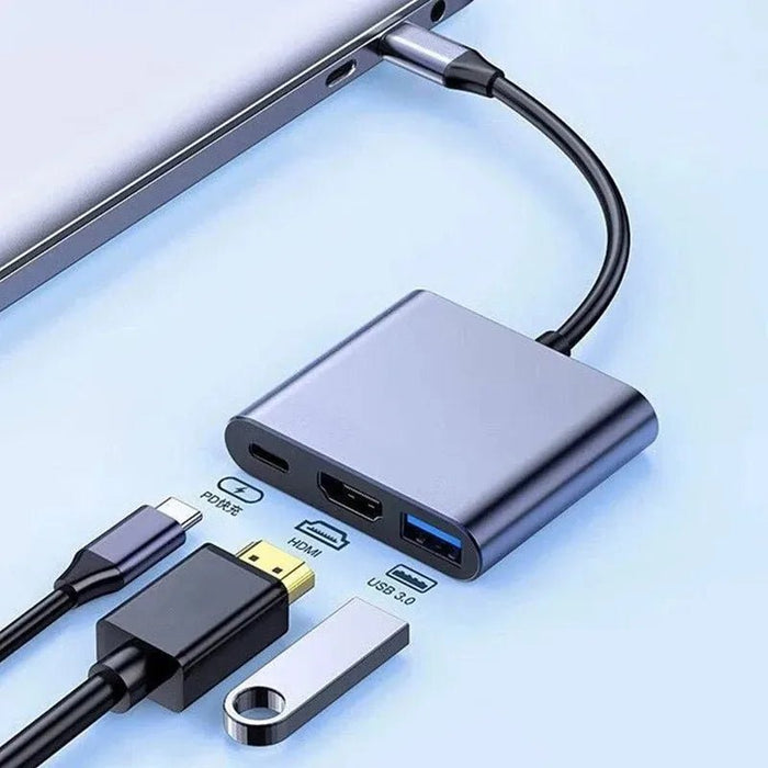 Concentrador USB 3 en 1, divisor compatible con USB C a HDMI, estación de acoplamiento USB 3.0 compatible con tipo C a HDMI para MacBook Air - Quierox - Tienda Online