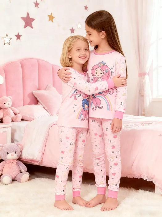 Conjunto 2 piezas camisón pijama de niñas con estampado de sirena - Quierox - Tienda Online
