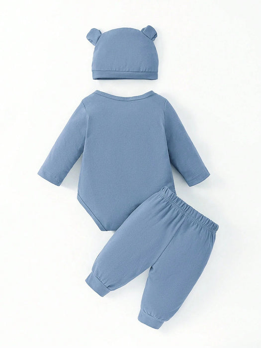 Conjunto casual de pelele de manga larga y estampado de letra + pantalones - Quierox - Tienda Online