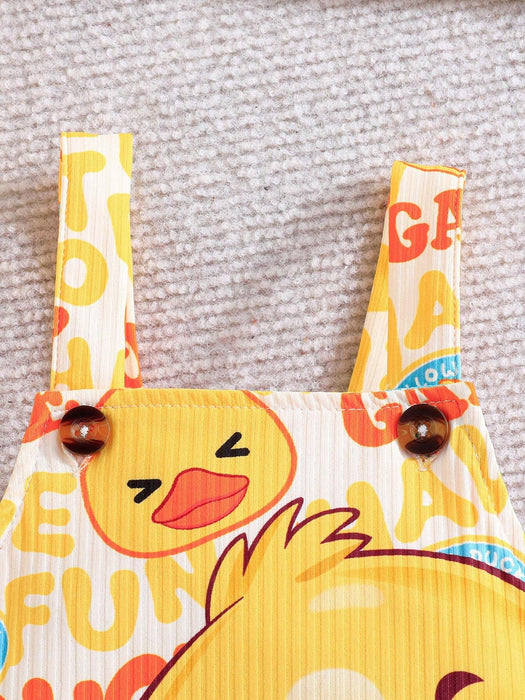 Conjunto casual para bebé, camiseta de manga y mono con estampado de patito - Quierox - Tienda Online