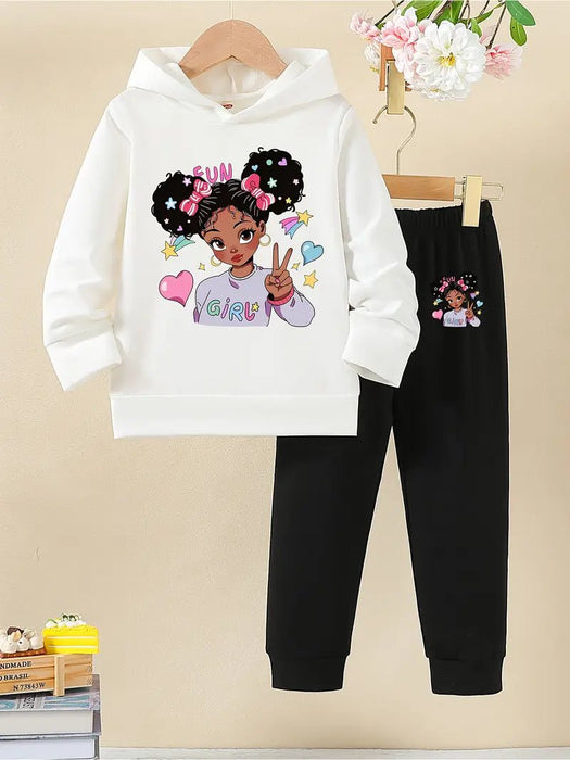 Conjunto casual para niña con estampado de dibujos animados, suave y transpirable - Quierox - Tienda Online