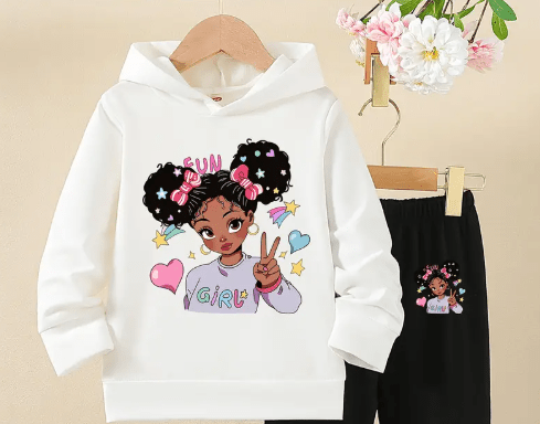 Conjunto casual para niña con estampado de dibujos animados, suave y transpirable - Quierox - Tienda Online