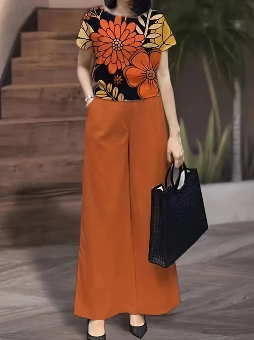 Conjunto de 2 camisetas y pantalones para mujer, estampado floral - Quierox - Tienda Online