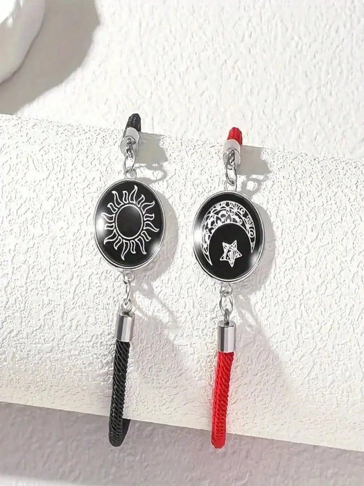 Conjunto de 2 pulseras de moda para parejas con diseño de luna y sol que brillan en la oscuridad - Quierox - Tienda Online