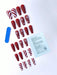 Conjunto de 24 piezas de uñas postizas elegantes con forma de ataúd de copos de nieve y rayas - Quierox - Tienda Online