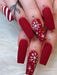 Conjunto de 24 piezas de uñas postizas elegantes con forma de ataúd de copos de nieve y rayas - Quierox - Tienda Online