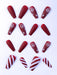 Conjunto de 24 piezas de uñas postizas elegantes con forma de ataúd de copos de nieve y rayas - Quierox - Tienda Online