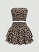 Conjunto de 2pcs un top y una falda de capas con estampado de leopardo para niñas - Quierox - Tienda Online
