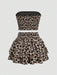 Conjunto de 2pcs un top y una falda de capas con estampado de leopardo para niñas - Quierox - Tienda Online