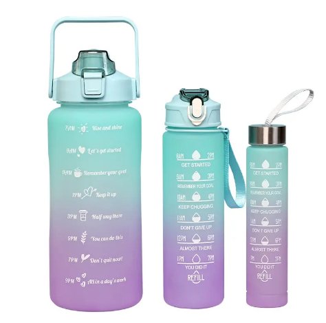 Conjunto de 3 botellas de agua portátiles de gran capacidad con diseño de tiempo - espacio - Quierox - Tienda Online