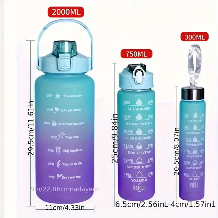 Conjunto de 3 botellas de agua portátiles de gran capacidad con diseño de tiempo - espacio - Quierox - Tienda Online