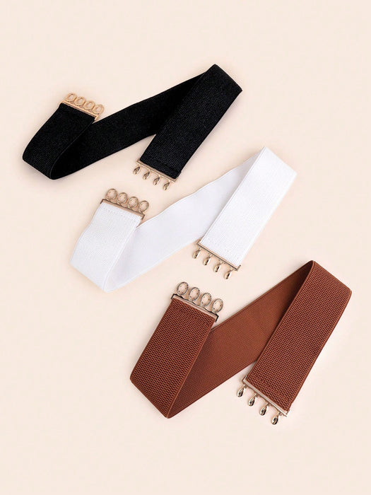 Conjunto de 3 cinturones elásticos con hebilla dorada versátiles para mujer - Quierox - Tienda Online