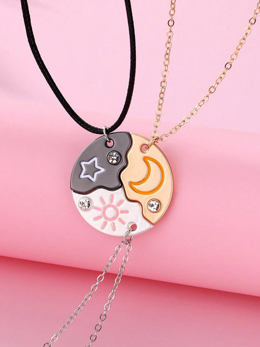 Conjunto de 3 collares de colgantes con diseños de luna, sol y estrella, de moda para mejores amigas - Quierox - Tienda Online