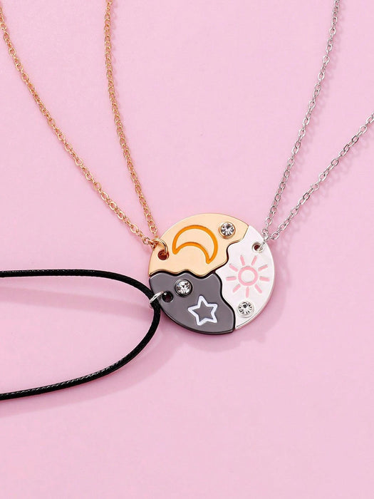 Conjunto de 3 collares de colgantes con diseños de luna, sol y estrella, de moda para mejores amigas - Quierox - Tienda Online