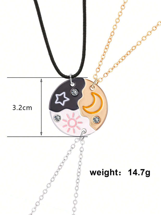 Conjunto de 3 collares de colgantes con diseños de luna, sol y estrella, de moda para mejores amigas - Quierox - Tienda Online