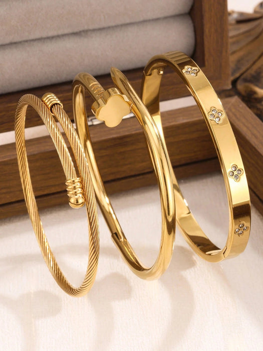 Conjunto de 3 pulsera con flor de circonita de alta calidad para mujer - Quierox - Tienda Online