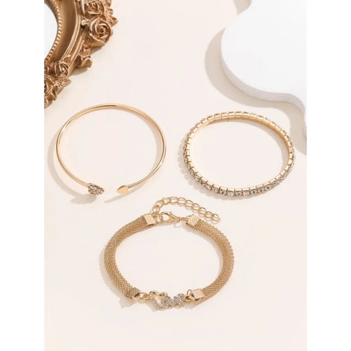 Conjunto de 3 pulseras de lujo ligera con diseño de amor - Quierox - Tienda Online
