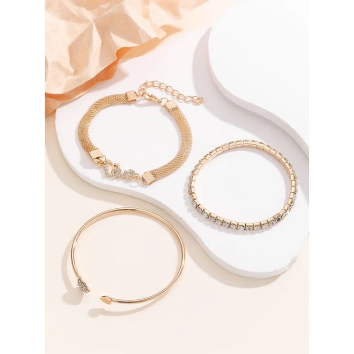 Conjunto de 3 pulseras de lujo ligera con diseño de amor - Quierox - Tienda Online