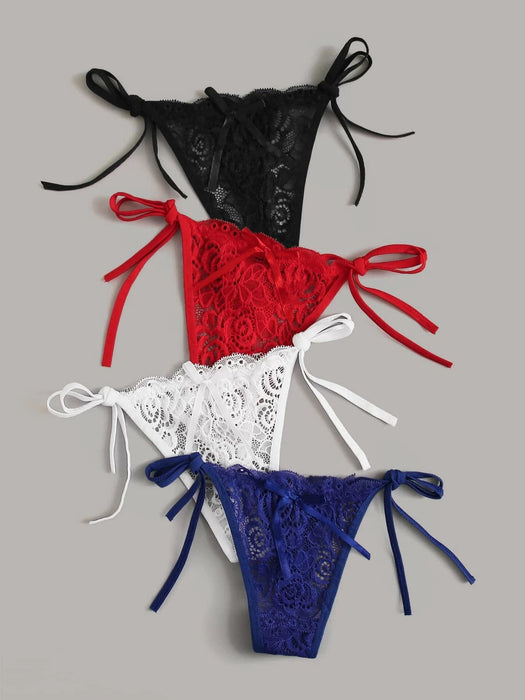 Conjunto de 4 bragas de encaje floral - Quierox - Tienda Online