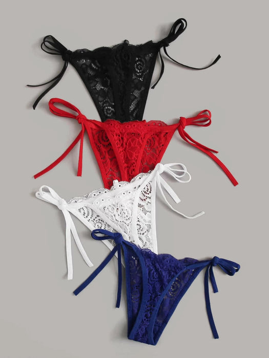 Conjunto de 4 bragas de encaje floral - Quierox - Tienda Online