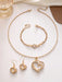 Conjunto de 4 piezas: collar, pendientes, pulsera y joyas con delicados corazones dobles - Quierox - Tienda Online
